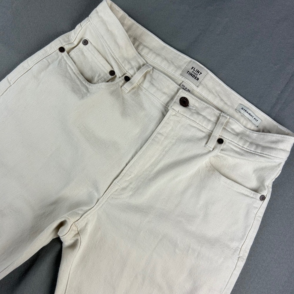 Flint and Tinder Jeans Mens 32x32 White Straight Fit‎ Denim Made in USA